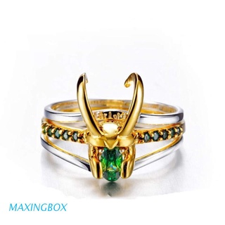 MAXIN Thor Loki chapado en oro 3 en 1 anillo de aleación de un tamaño para hombres y mujeres
