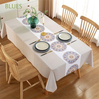 blues decoración del hogar mantel impermeable nórdico mesa de comedor mantel restaurante a prueba de aceite a prueba de polvo pastoral impresión cubierta de mesa