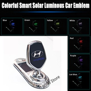 Modificado logotipo del coche campana frontal capó pegatina emblema insignia Auto 7 colores carga Solar luminosa luz LED para Hyundai Genesis Solaris sedán