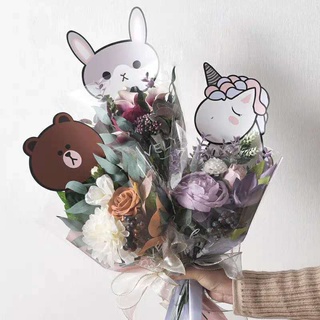 1 Uds. Bolsa de embalaje de flores de una sola rosa de dibujos animados gato conejo oso diseño clavel bolsas de regalo cumpleaños madre suministros para fiestas de pascua (3)