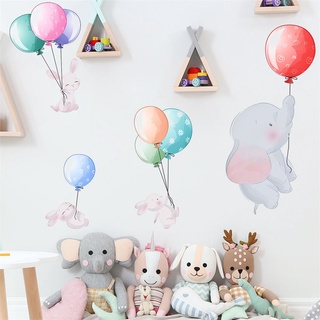 Dibujos animados bebé elefante globo patrón pegatinas de pared habitación de los niños sala de estar dormitorio creativo pegatinas de pared