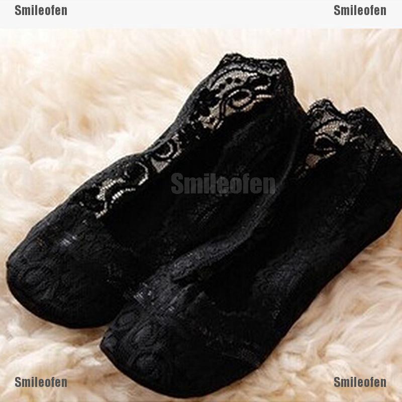smileofen calcetines de encaje de algodón antideslizantes invisibles/calcetines de corte bajo/calcetines para barco (4)