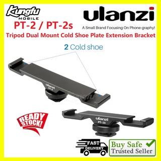 Envío en PJUlanzi PT-2/PT-2s Metal Cold Shoe Plate Universal 2 Hot Shoe Mount Extension Bar Dual soporte para Micropho