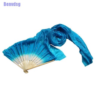 Benvdsg> M hecho a mano danza del vientre danzando seda bambú abanicos largos velos 5 colores nuevo (1)