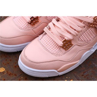 Auténtico En stock nike air jordan basketball shoes tennis shoes Womens Air Jordan 4 Retro White/Pink-Rose Gold Men's shoes Women's shoes (4)
