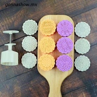 gonnashow.mx molde de plástico para tartas de luna, 100 g, redondo, sellos de flores, galletas, cortador de galletas, bricolaje