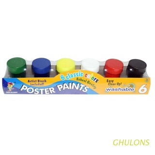 ghulons 20ml 6 colores vibrantes lavables pintura gouache para niños escuela dedo pintura