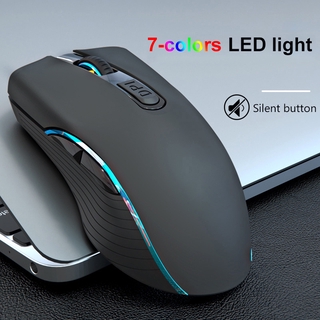 Ratón inalámbrico Bluetooth de 2,4G, ratón para juegos silencioso recargable de 2400 DPI para Macbook 7, ratones con luz LED, ratón para ordenador, ratón