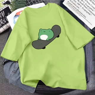 Skate Frog Dinosaur Cute Graphic Tee T Shirt Female Green Aesthetics T Shirt Oversized T Shirt Harajuku Casual Summer Tops (1)