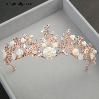 originalgrass cristal tiara oro boda corona barroca diamantes de imitación novia pelo corona diadema mx