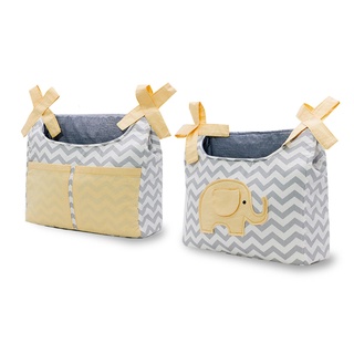 quella 2 Pcs Baby Crib Storage Bag Lace-up Hanging Organizer Cot Care Essentials Diaper Pocket (9)