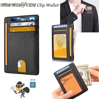 Yw cuero genuino RFID bloqueo de fibra de carbono bolsillo delantero minimalista cartera de la tarjeta de visita caso delgado cartera hombres mujeres Clip de dinero titular de la tarjeta de crédito