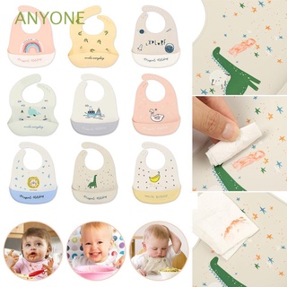 cualquiera portátil niños delantal de alimentación suave bebé baberos de silicona limpiables lindo impermeable bebés seguridad almuerzo pick arroz bolsillo