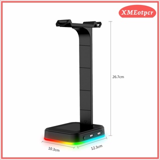 [XMEOTPCR] RGB Headphone Stand with USB Hub Desk Gaming Headset Holder Hanger, Suitable for Gamer Desktop Tabletop Game Headphone (1)