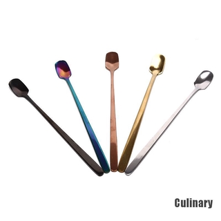 [culinario] 1 cuchara de café de mango largo de acero inoxidable coloridas cucharas de hielo