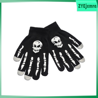 guantes de esqueleto de halloween accesorios luminoso unisex cráneo, brillan en la oscuridad manoplas de dedo completo para fiesta de cosplay