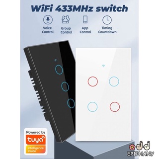 1/2/3/4 gang TUYA WiFi + 433MHZ Smart Touch Switch Home Light Botón De Pared Para Alexa Y Google Assistant Ee.uu . Estándar Epifanía