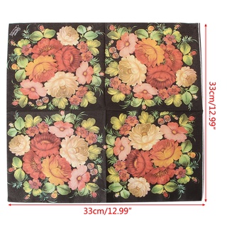 GOTITLIKETHAT New High-grade Vintage Black Flower Paper Napkins Cafe&Party Tissue Napkins (7)