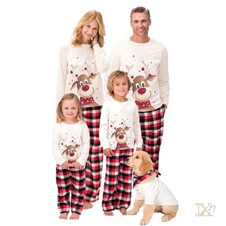 jx-juego de pijamas de la familia de navidad, patrón de renos tops+pantalones elásticos largos para (1)