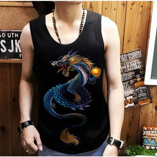 Camiseta sin manga camisa de dibujos animados dragón camiseta de los hombres SINGLET T-Shirt negro T-Shirt T-Shirt