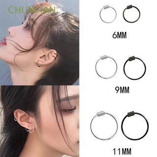 CHUNLIAN 11 mm Pendiente circular coreano Anillo de hueso de oído Aretes de aro 6 mm De moda Mujer S925 Plata Unisexo 9 mm Joyería de moda/Multicolor