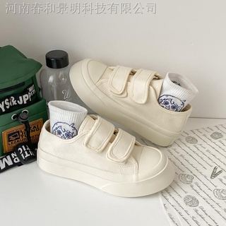 Suela Gruesa Zapatos Blancos Mujeres Nicho Diseño Velcro 2022 Primavera Nuevo Estilo Versión Coreana Todo Partido