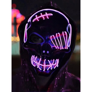 Yiicai 10 colores nuevo estilo LED fiesta de Halloween brillante máscara de Horror carnaval máscara para fiesta luminosa Multicolor mascara máscara decoración Cosplay (5)