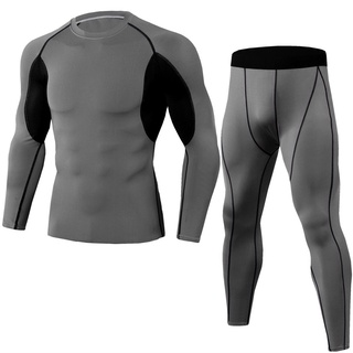 Sin mangas elásticas para hombre/Manga larga/secado rápido/pantalones largos deportivos/traje ajustado (2)