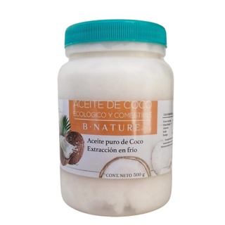 Aceite De Coco alimenticio 100% Natural Y Puro B Nature 500 Gramos