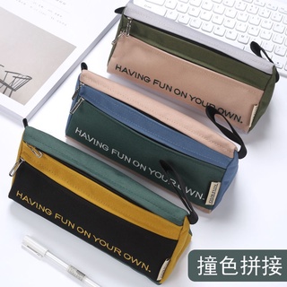 Simple Canvas Large Capacity Pencil Bag Multi-function Stationery Bag for Junior High School Students Korean Style Pen case (3)