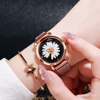j&l delicado reloj de cuarzo de aleación hermosa flor margarita correa reloj de pulsera para las mujeres cggn