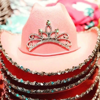 pack de sombreros de vaquero rosa con tiara vaquera disfraz de disfraz de gallina noche de lote (2)