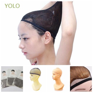 yolo stretch bald gorra unisex pelo malla snood nuevo negro/nude encaje nylon peluca media/multicolor