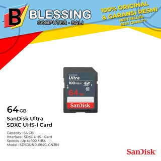 Sdxc SanDisk 64GB Ultra Class10 Speed 100Mb/s (SDSDUNR-064G-GN3IN)