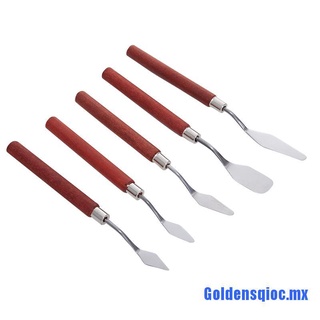 Goldensqioc.mx: 5 cuchillos de pintura con mango de madera, espátula, paleta de cuchillo para pintura al óleo