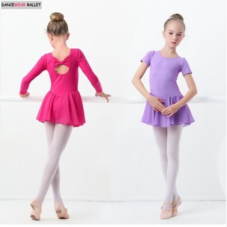 Vestido de baile de Ballet de manga corta y larga para niñas, leotardo de Ballet rosa con falda de gasa, Ropa de baile de Ballet para niños (1)