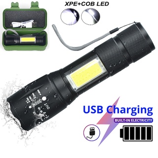 Super Mini USB Charging Flashlight 4Modes LED Zoom Torch With 2400mAh battery
