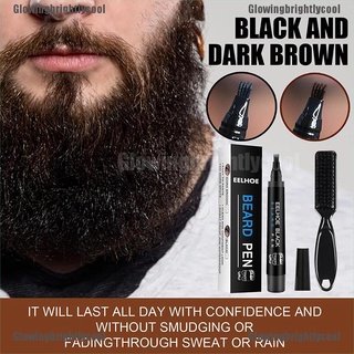 [Glowing] lápiz de barba y cepillo de relleno combinación duradera reparación forma de bigote brillantebrightlycool