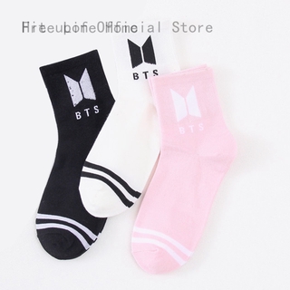 Kpop BTS Logo moda media tubo calcetines de mezcla de algodón calcetines Unisex cálidos (1)