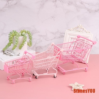 STOU rosa hierro casa de muñecas carro de la compra casa mesa top joyería colección ba (1)