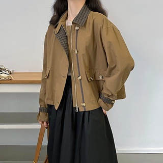 ♦A principios de otoño coreano ins chaqueta informal chaqueta estilo perezoso costura suelta estilo de herramientas chaqueta corta mujer 2001