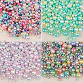 Cuentas de perlas de imitación ABS, sin agujero, tamaño mixto y de Color mixto, redondas, sueltas, bricolaje, joyería, collar