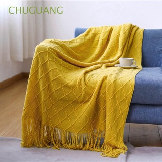 chuguang 100% acryli manta cálida textil para el hogar con borlas chal ligero bufanda acogedor punto suministros para el hogar/multicolor