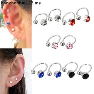 [hanzhenhai123] 1 pza aretes de cristal en forma de U sin piercings de diamantes de imitación/Clip para orejas de imitación de imitación de Clip para orejas