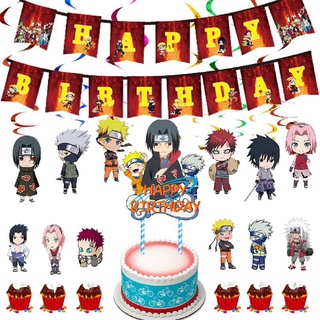 Naruto Ninja tema fiesta suministros decorar bandera globo pastel Topper niños adultos fiesta de cumpleaños