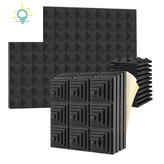 Paquete de 12 paneles de espuma acústica, espuma autoadhesiva a prueba de sonido de 2 pulgadas x 12 pulgadas x 12 pulgadas, espuma absorbente de ruido para estudio, hogar