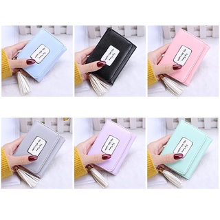 Korean Style Women Wallet Short Purse Foldable Tassels Wallet Card Holder