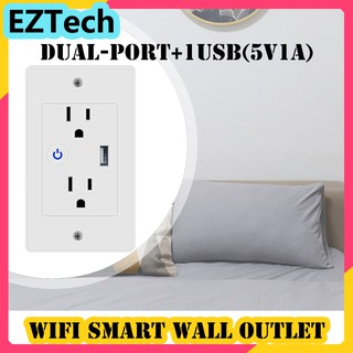 EZTECH US WiFi Smart wall Outlet con enchufe de pared USB enchufe de pared mando a distancia Control de voz alexa google home (6)