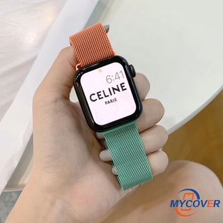 Milanese gradiente colores correa de reloj para Apple Watch IWatch 7 6 SE 5 4 3 2 1 38 mm 42 mm 44 mm 40 mm correa de acero inoxidable reemplazar pulsera para accesorios de reloj