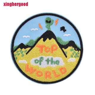 Xinghergood Ufo Alienígena Top del Mundo Bordado parches De hierro en aplicaciones De Costura Applique insignia ropa De parche stickers Diy Xhg